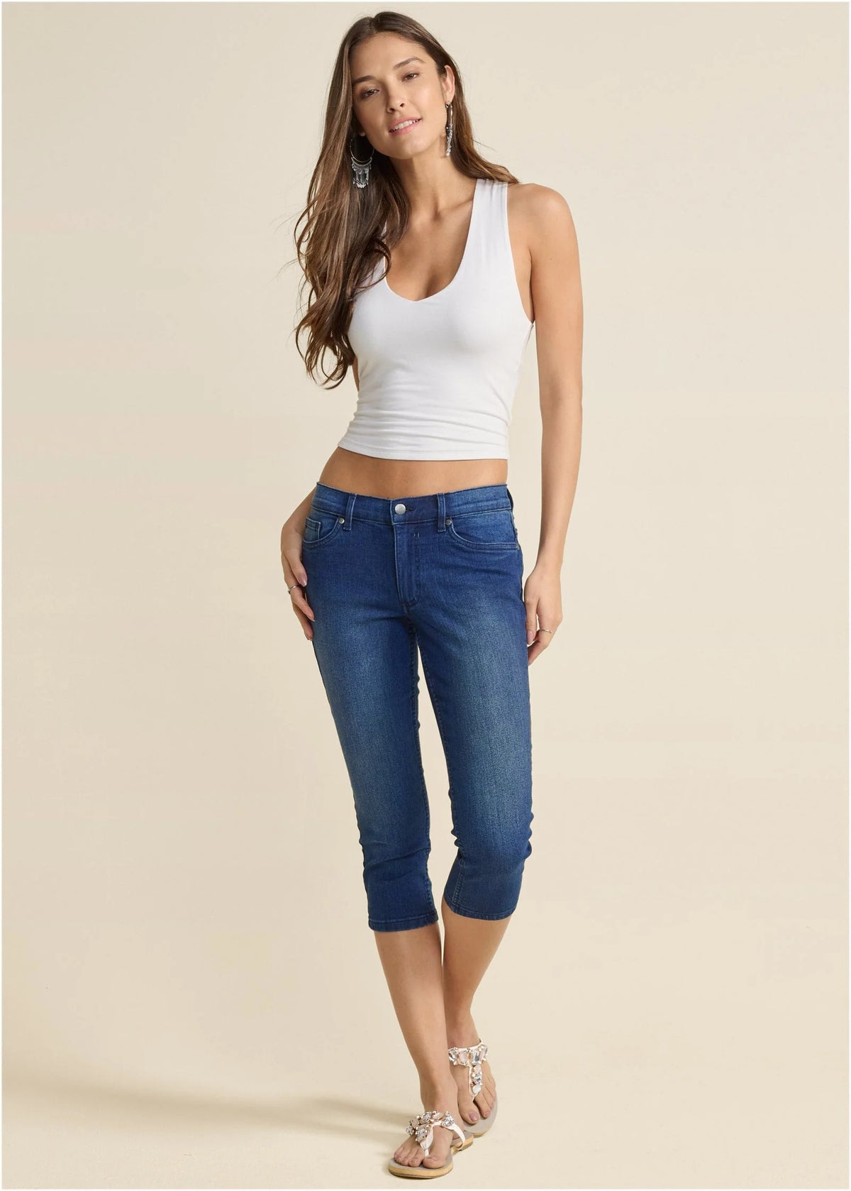 Cindy Capri Jeans Dark Wash