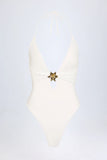 Cut Out Hardware Detail Swimsuit in White