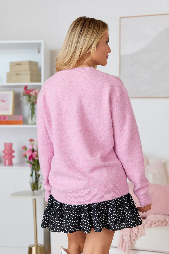 Adalyn Pink Oversized V Neck Sweater SALE