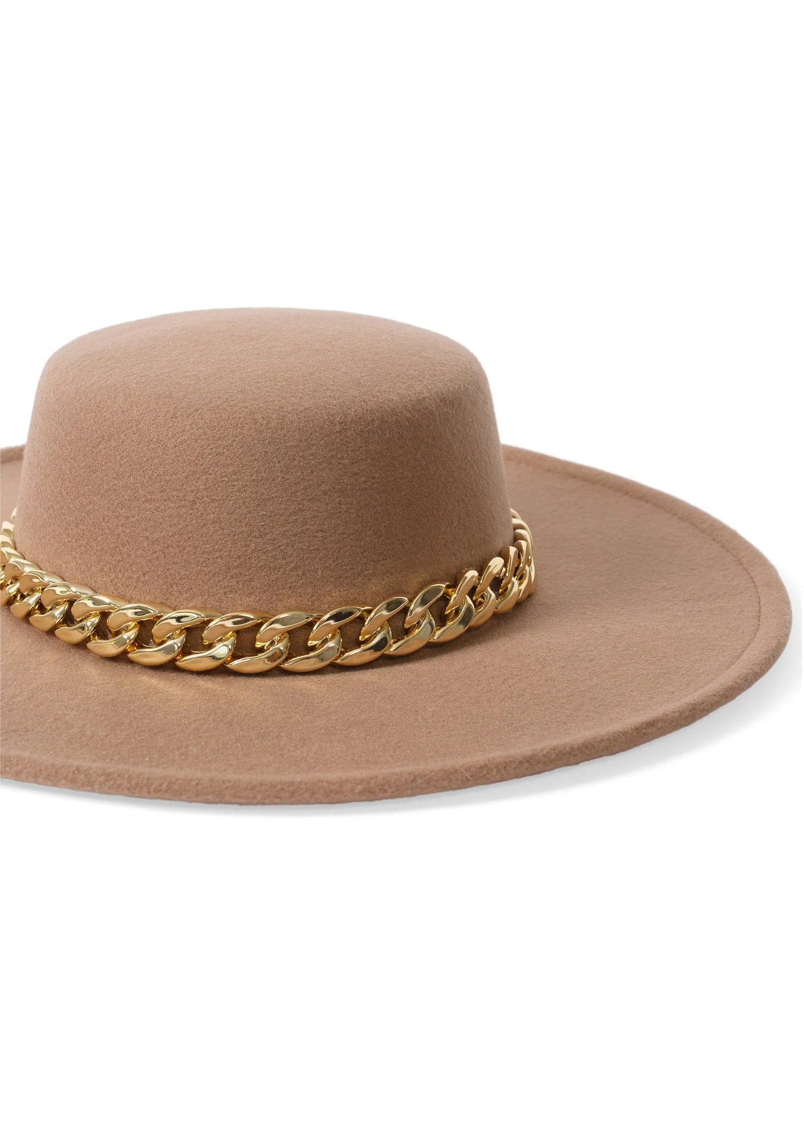Chain Detail Fedora Light Brown