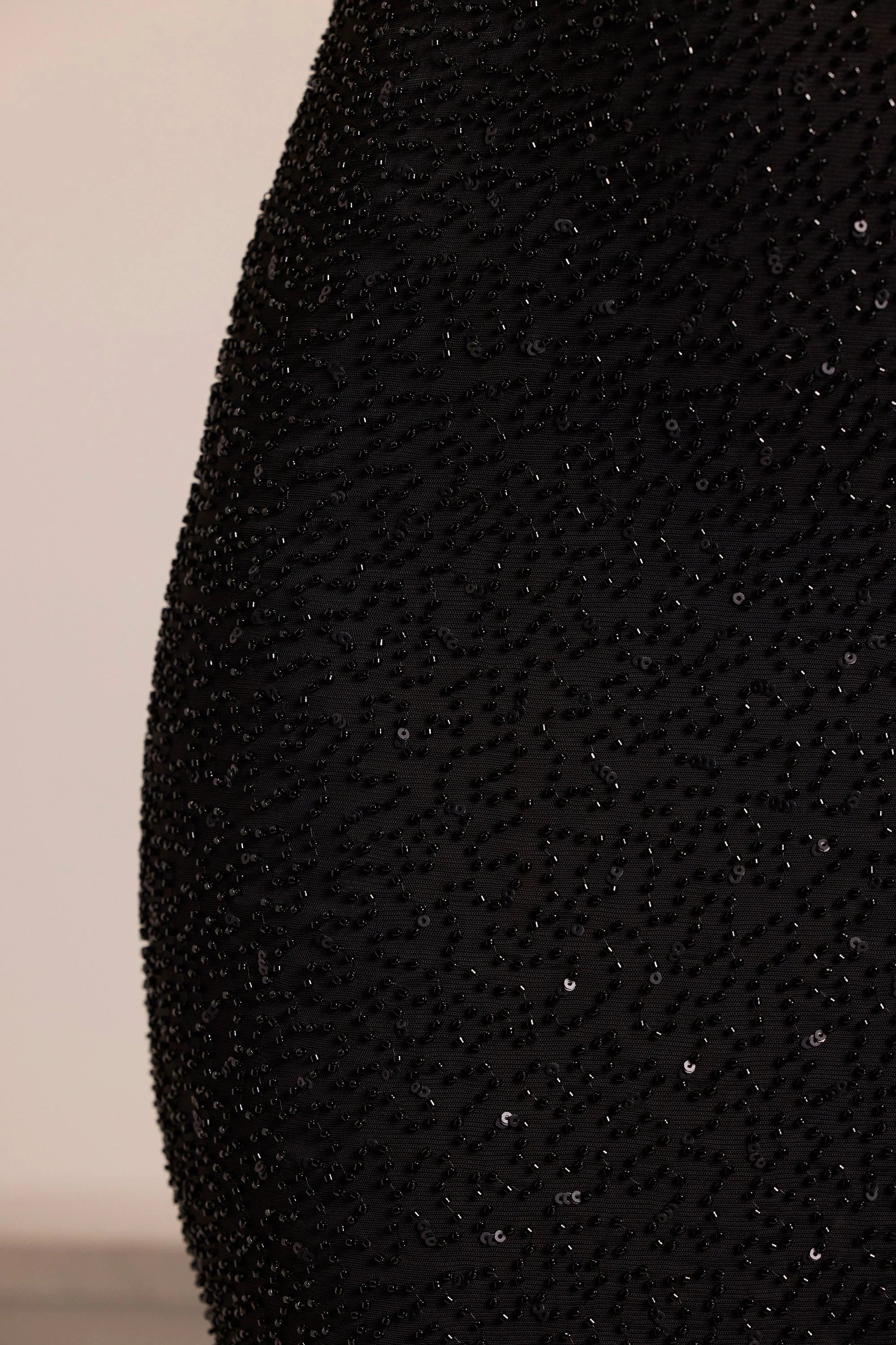 Embellished Cowl Neck Maxi Dress in Black