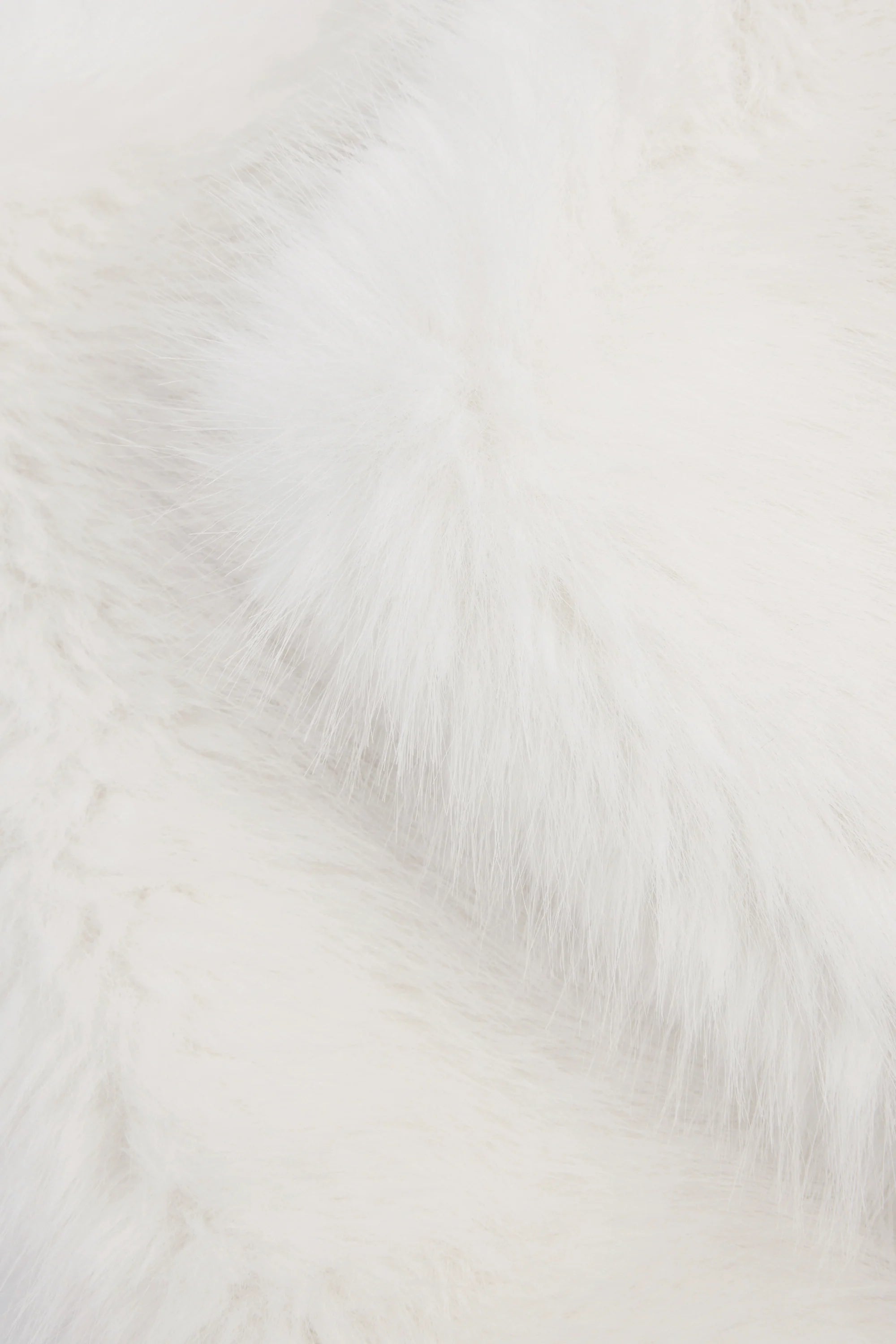 Buckle Detail Faux Fur Micro Mini Skirt in White