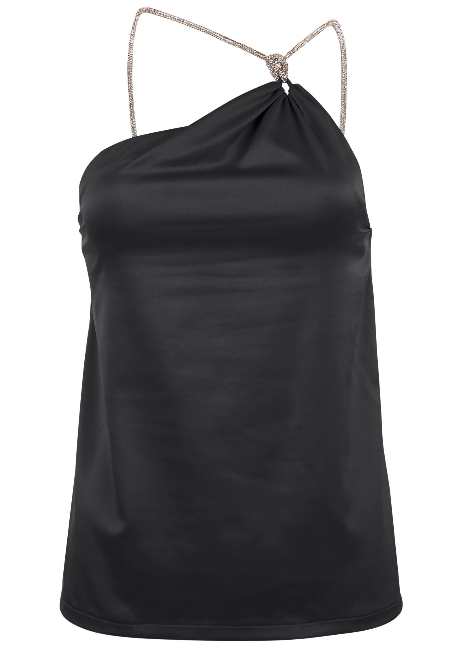 Shimmer One Shoulder Top Jet Black