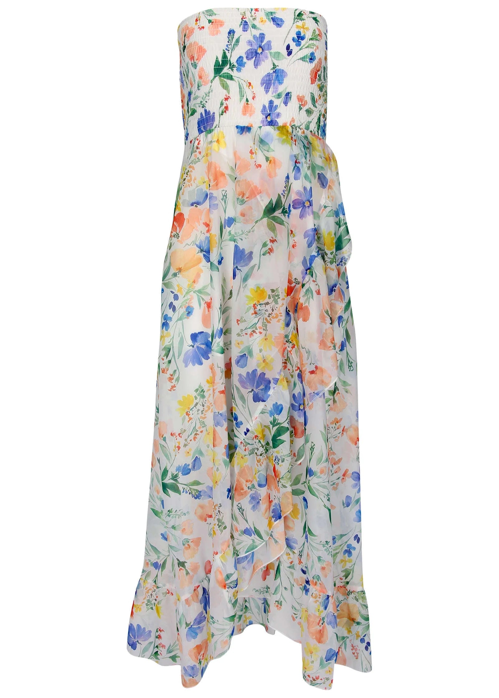 Strapless Ruffle Maxi Field Of Flowers