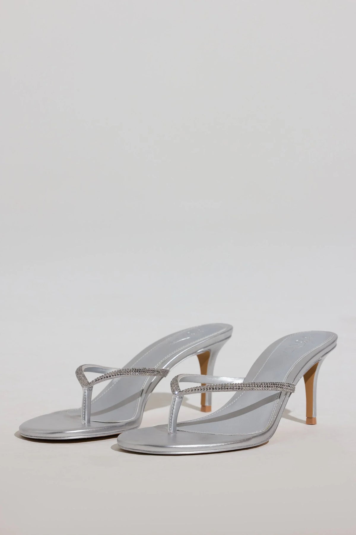Heeled Sandal in Silver