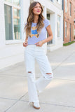 Ariel White Distressed Wide Leg Jeans