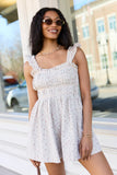 Out West Beige Printed Denim Romper Dress