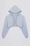 Brushed Jersey Hooded Cropped Shrug in Soft Blue
