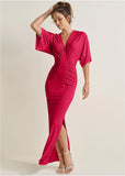 Drape Sleeve Maxi Dress Barberry