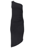 One Shoulder Dress Jet Black