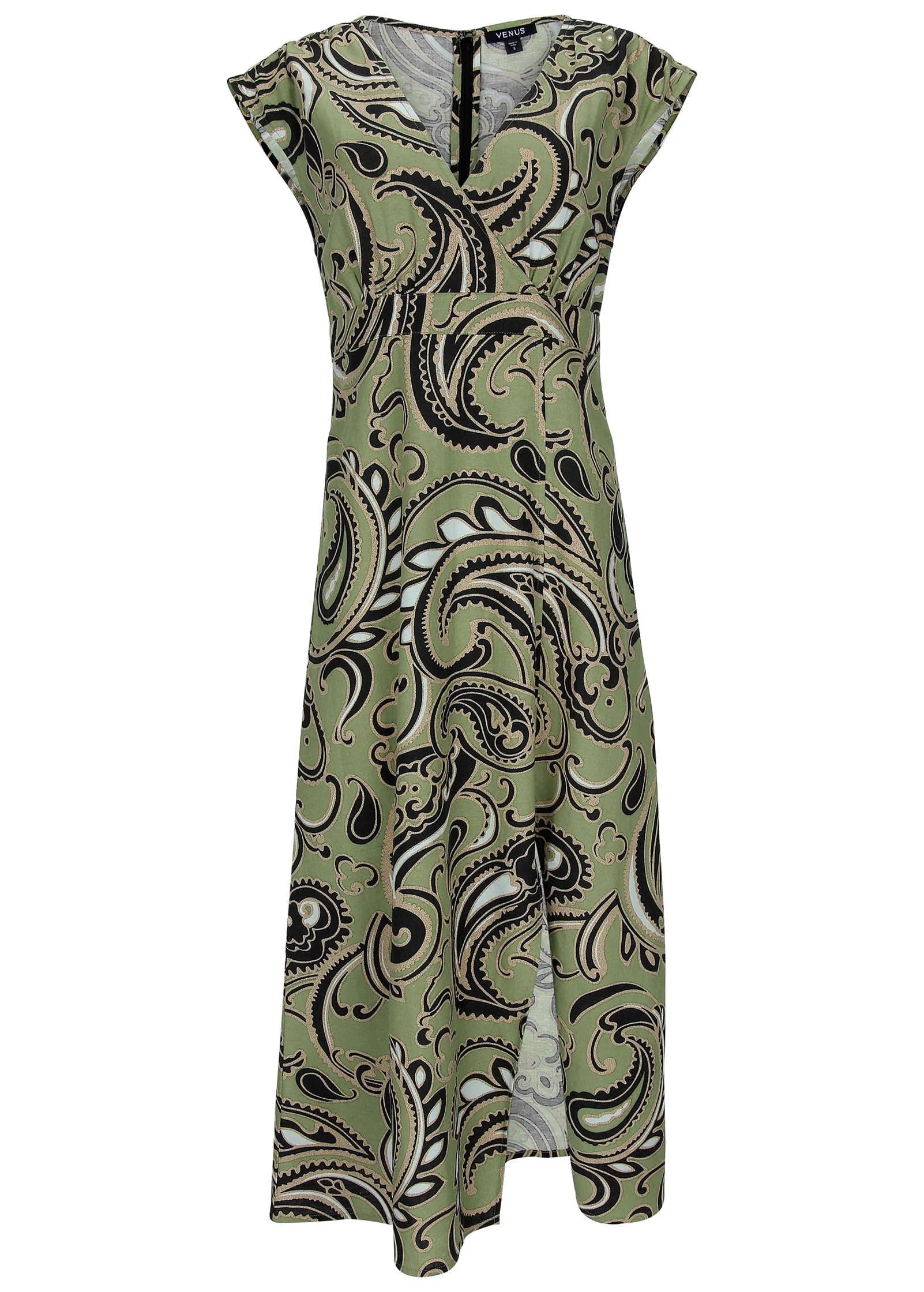 Linen V Neck Maxi Dress Large Splendid Paisley