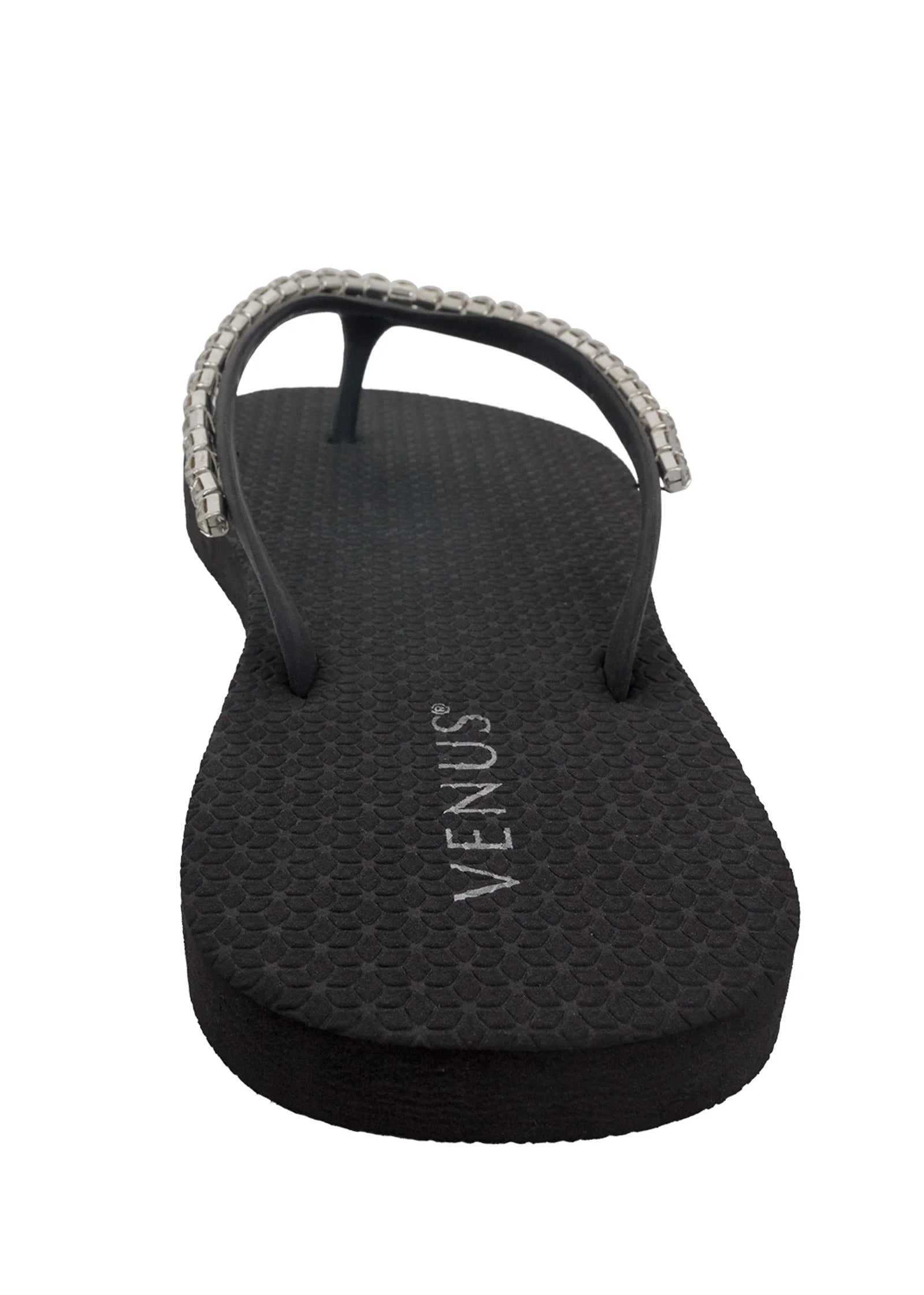 Rhinestone Flip Flop Sandals Black