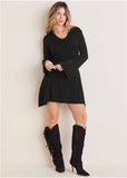 Bell Sleeve Sweater Dress Jet Black