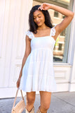Its My Day White Smocked Top Mini Dress