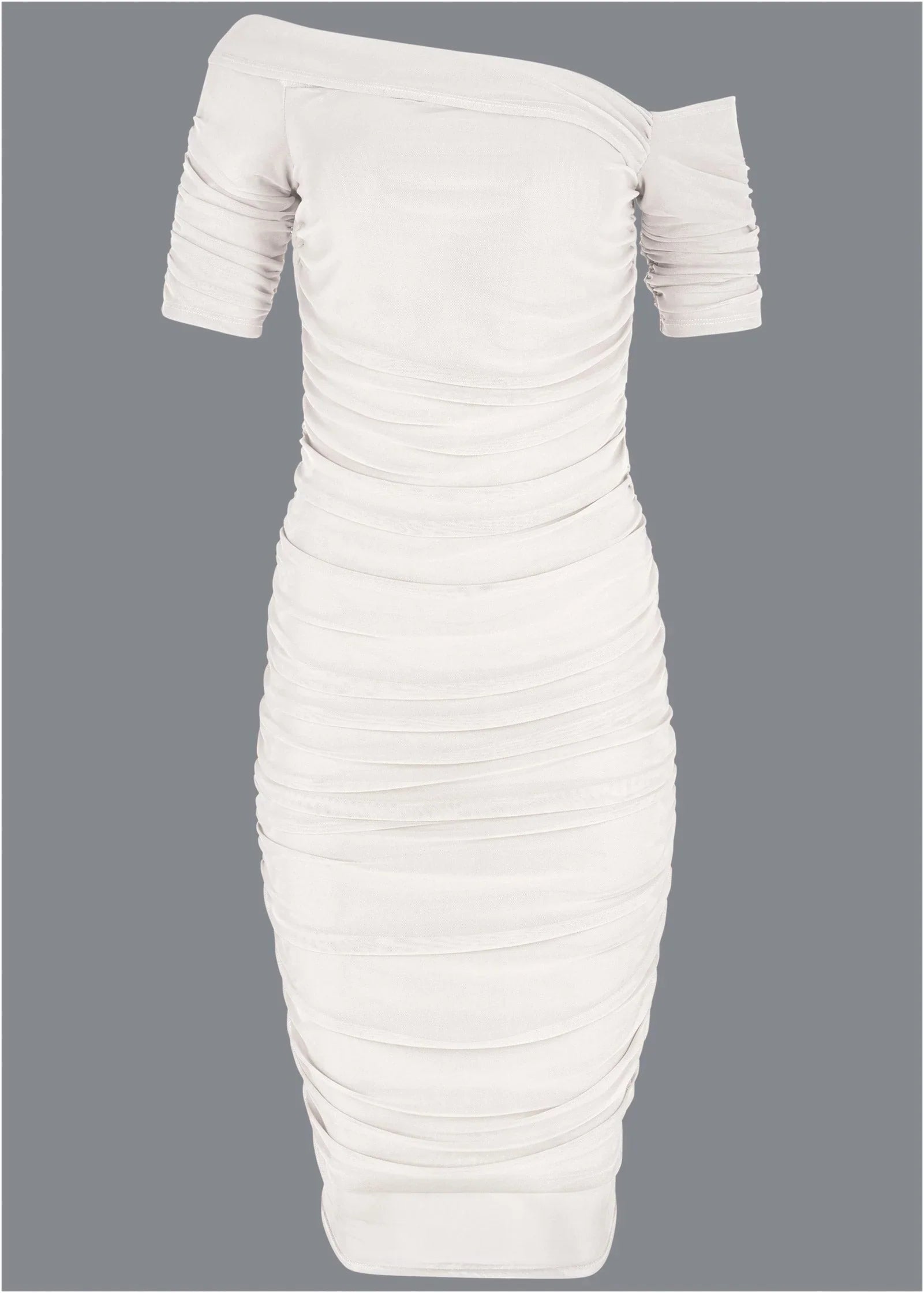 Ruched Mesh Bodycon Dress Cloud Dancer