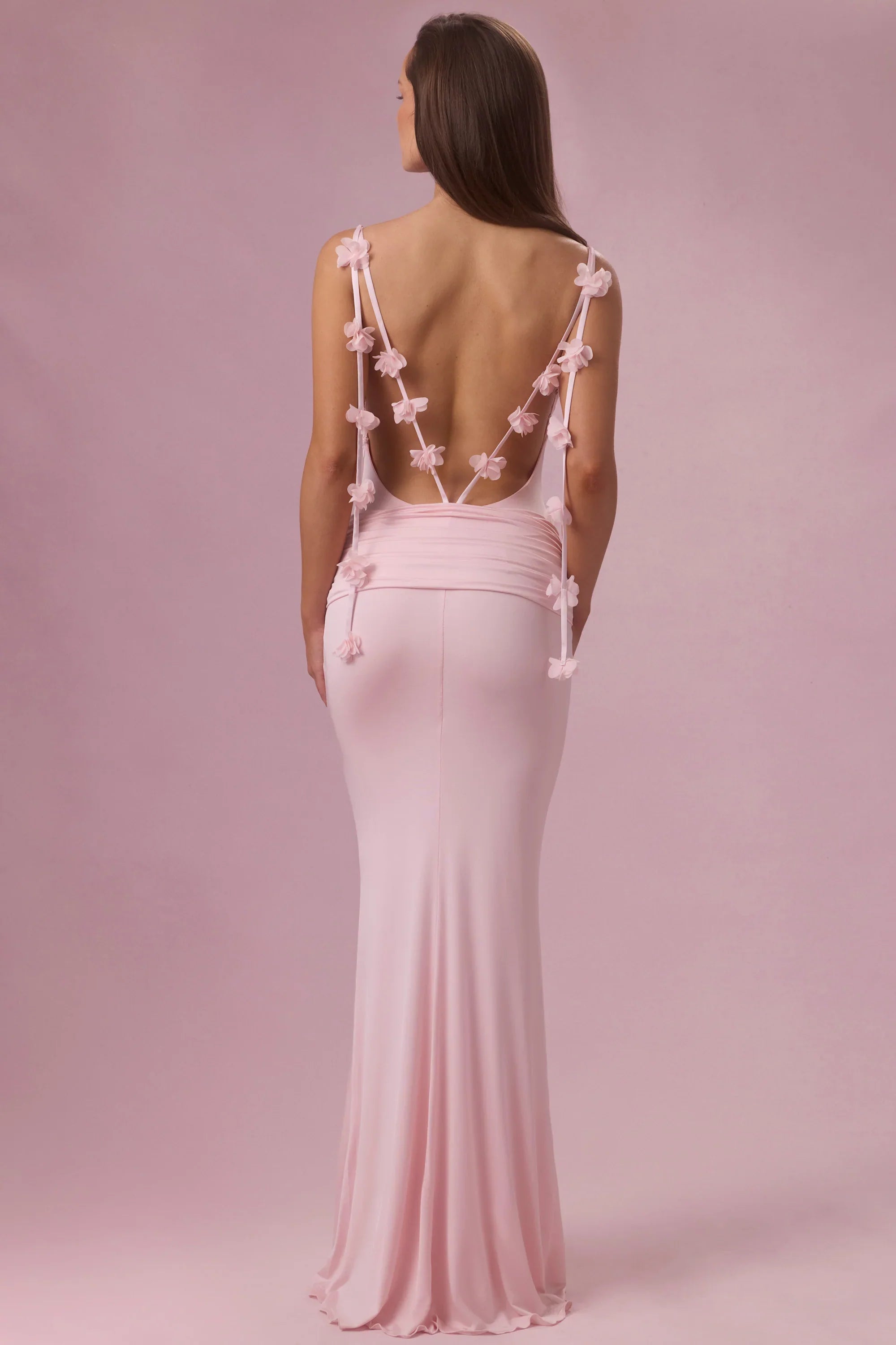 Jersey Draped Gown in Blush