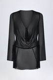 Cowl Neck Mini Dress in Black