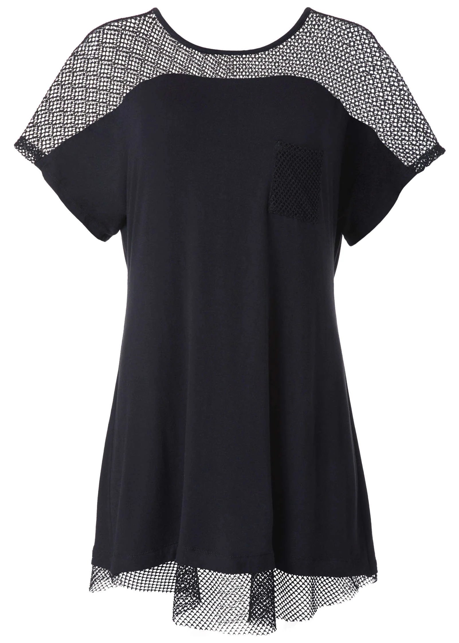 Mesh Trimmed Cover Up Dress Black