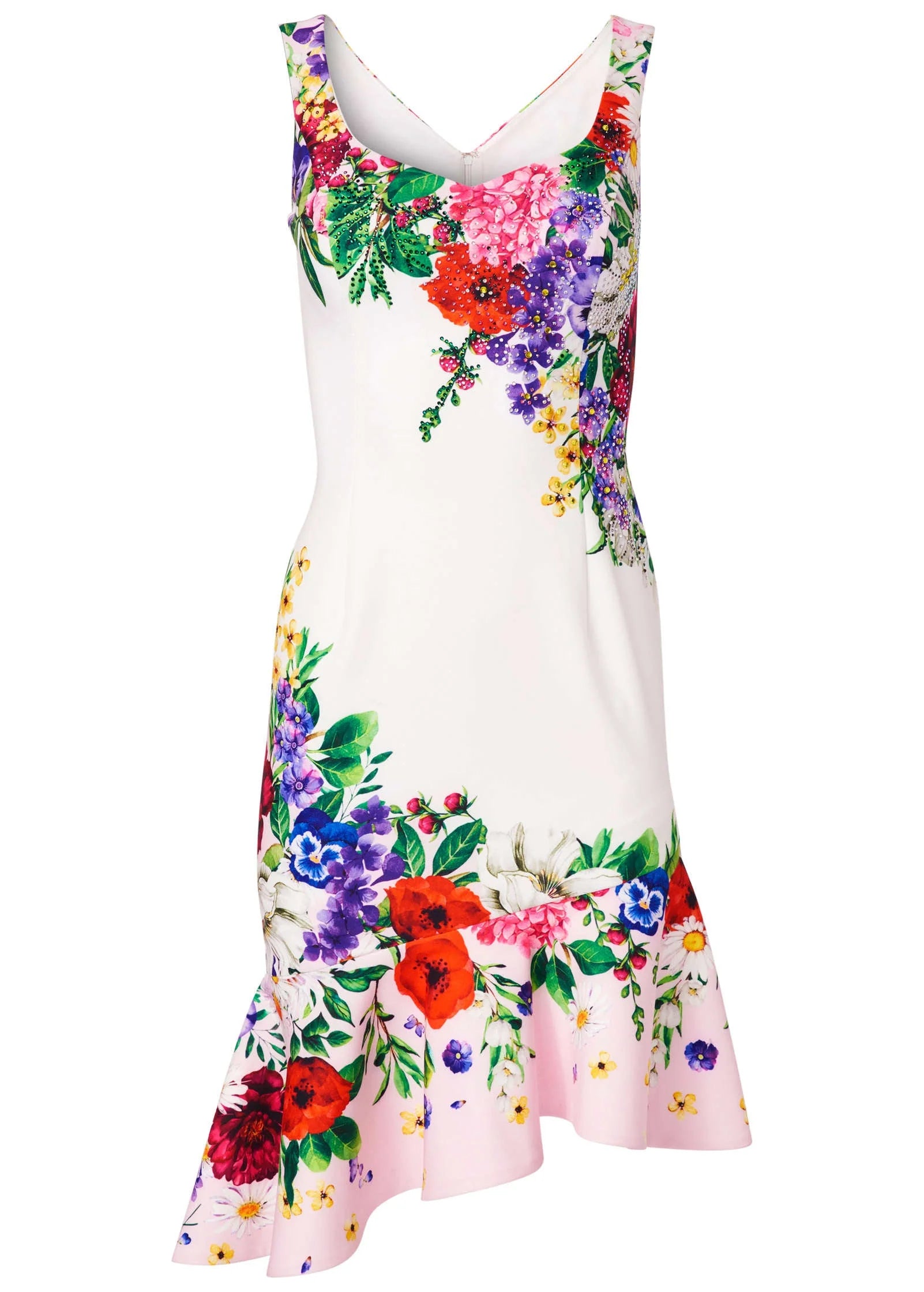 Ruffle Trim Detail Dress White Multi