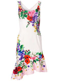 Ruffle Trim Detail Dress White Multi