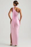 Asymmetric Scarf Detail Maxi Dress in Soft Pink