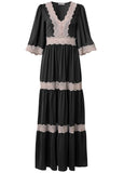 Lace Detail Maxi Dress Black Multi