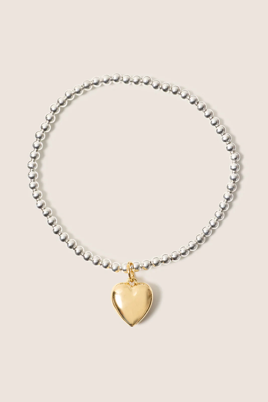 Classic Mixed Metal 3mm Bracelet w Heart