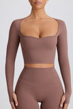 Soft Active Sweetheart Neck Crop Top in Mocha