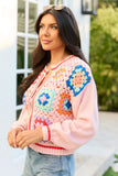 Emmie Pink Crochet Open Cardigan SALE