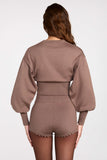 Knit Mid Rise Mini Shorts in Mocha