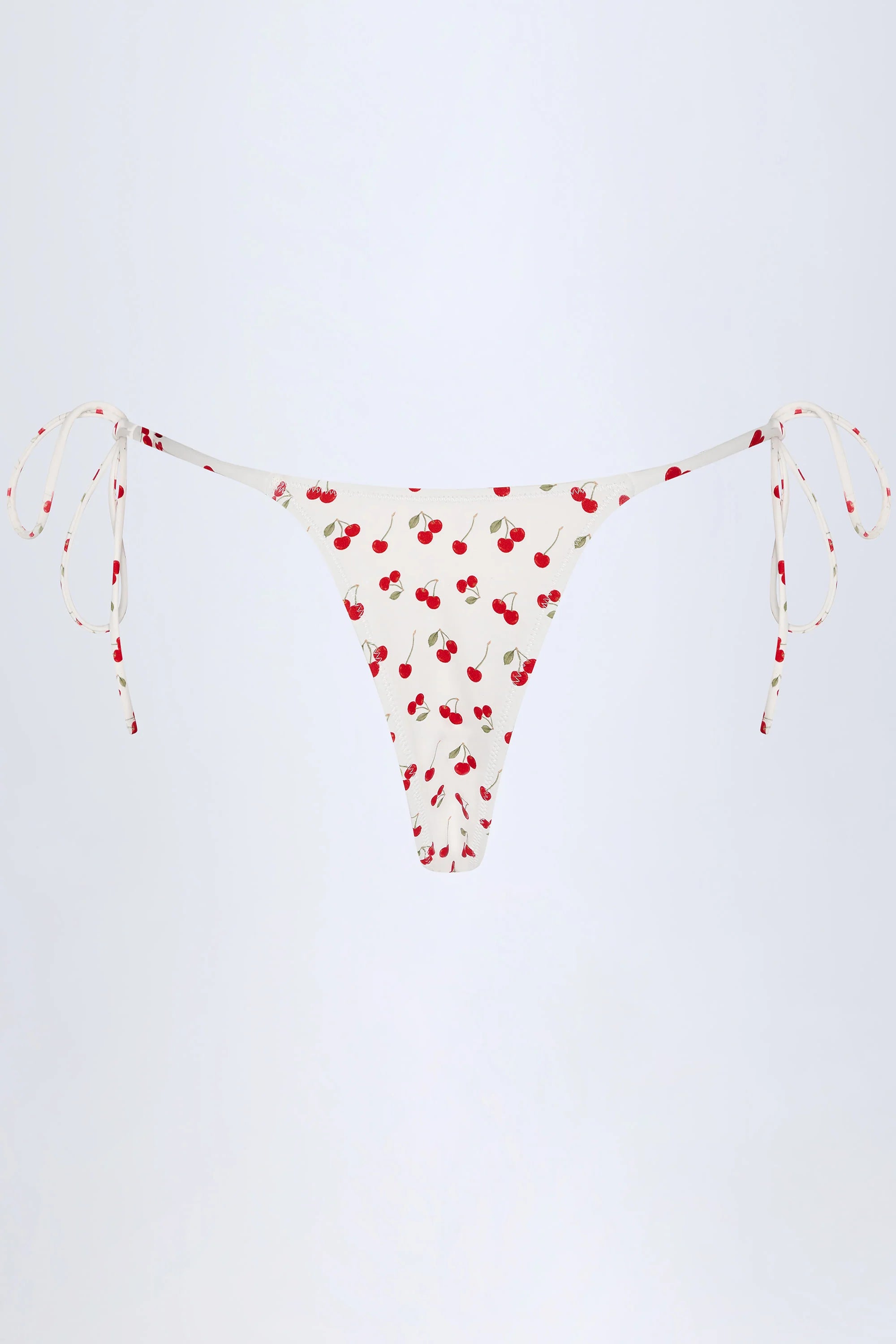 Side Tie Cheeky Bikini Bottoms in Cherry Print
