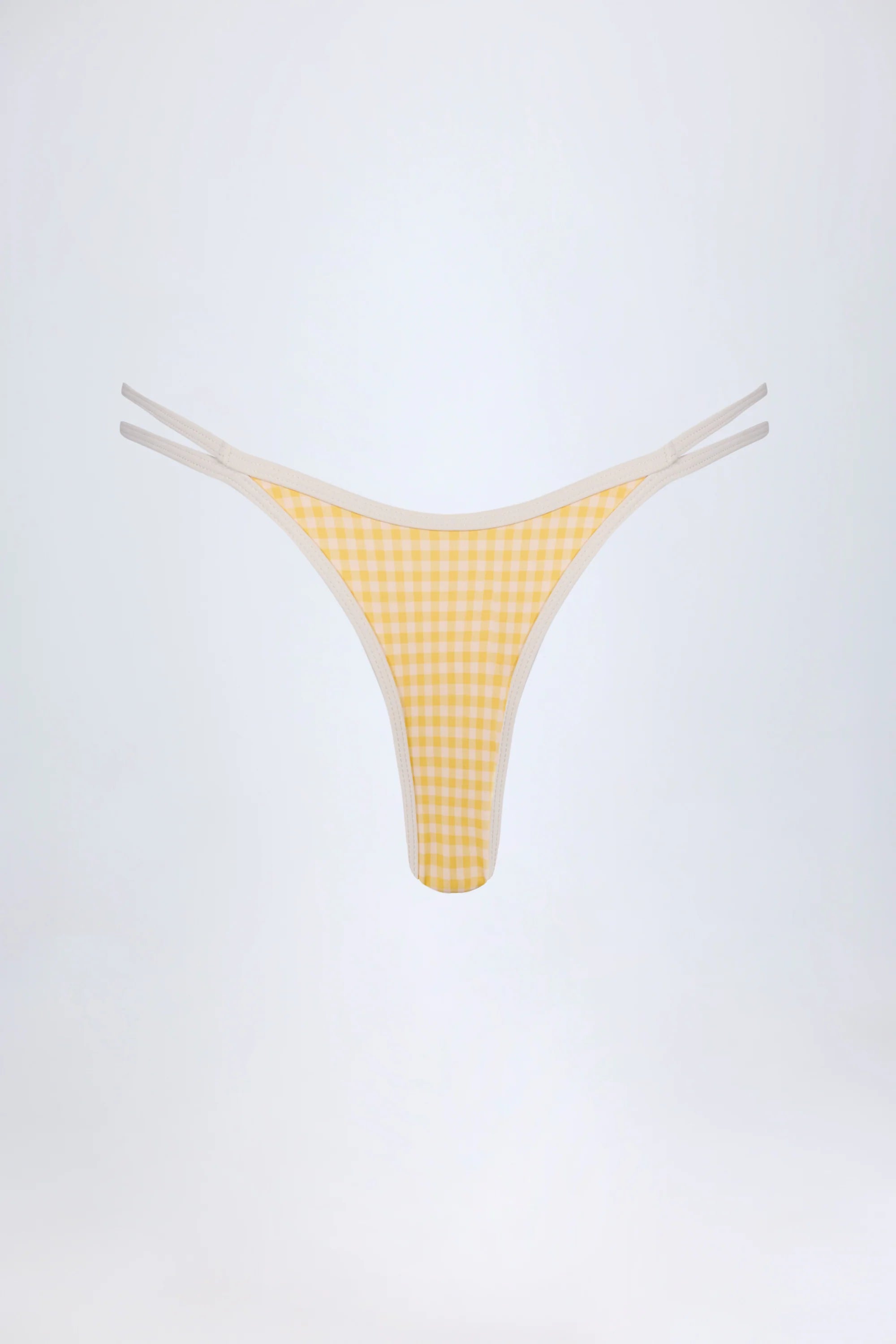 Double Strap Cheeky Bikini Bottoms in Yellow Gingham