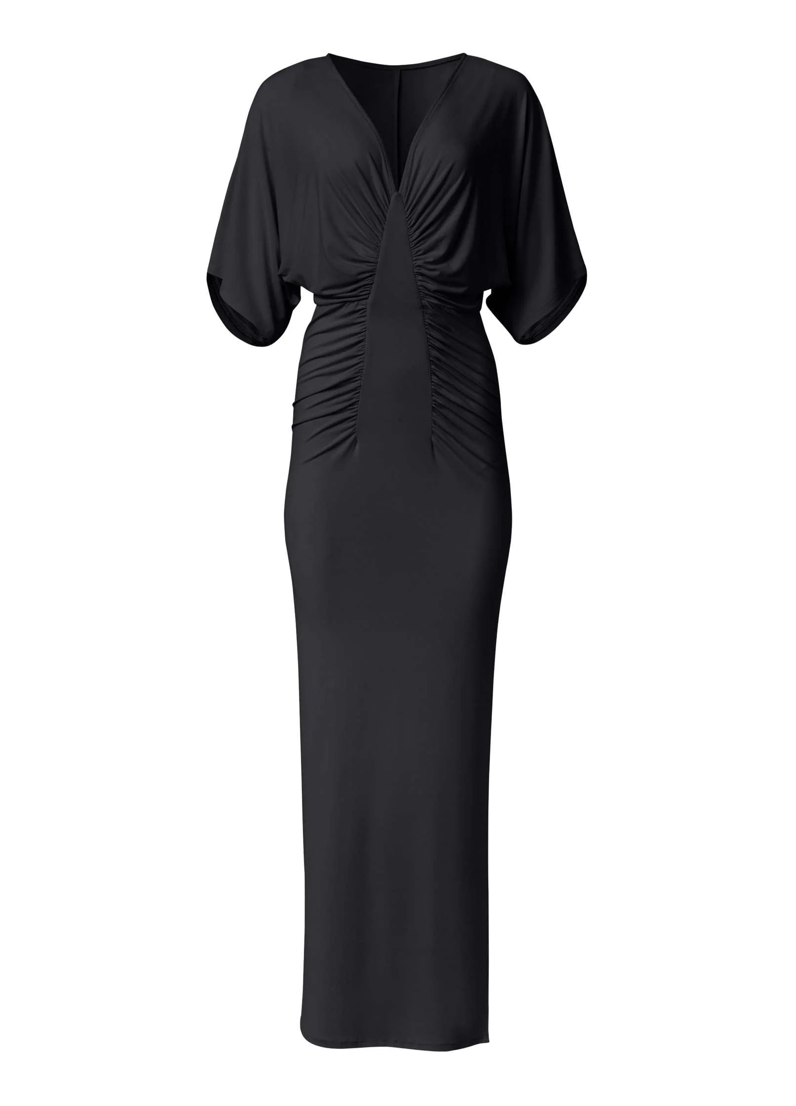 Drape Sleeve Maxi Dress Jet Black