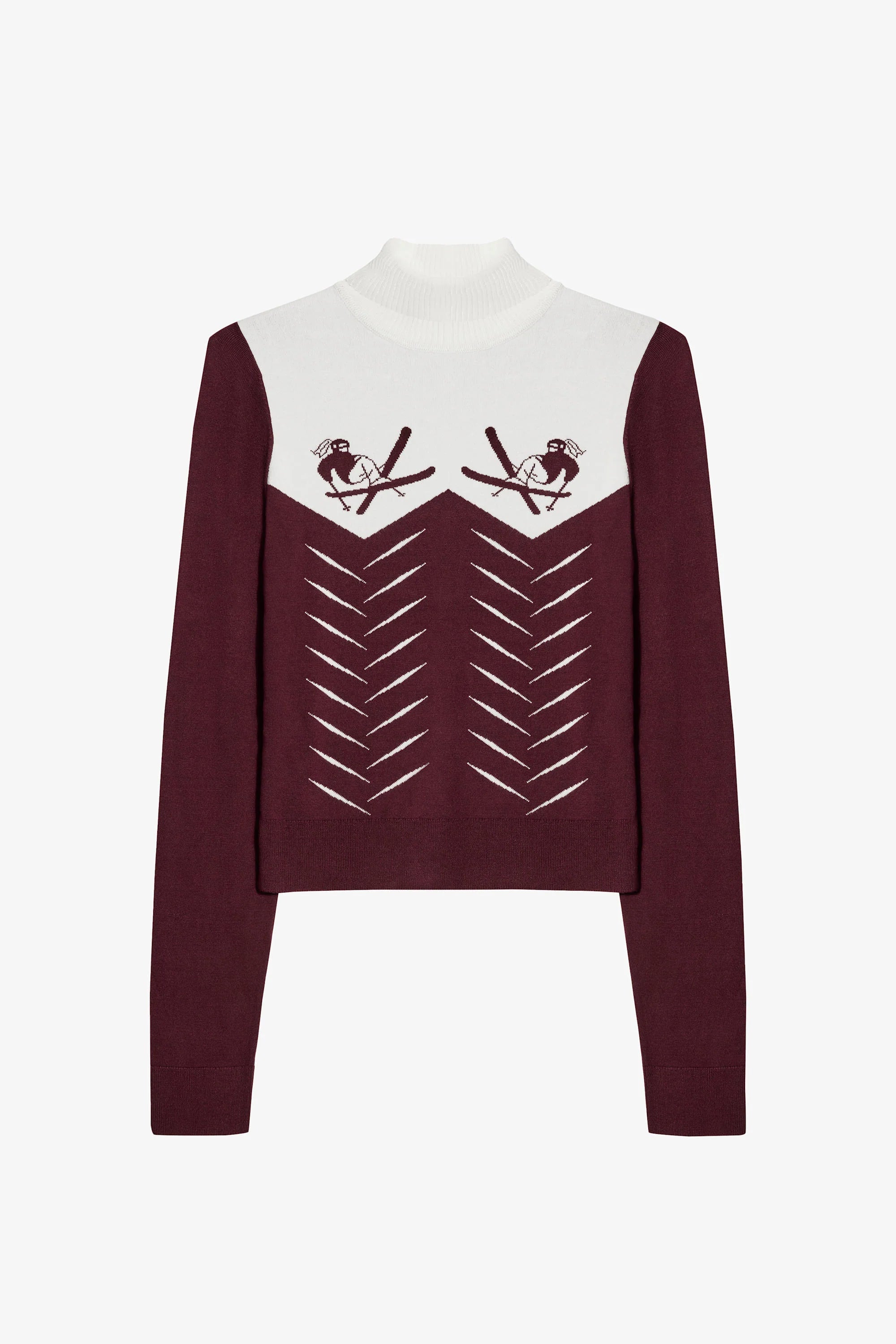 Knit Long Sleeve Fitted Top in Burgundy
