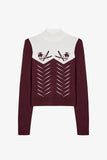 Knit Long Sleeve Fitted Top in Burgundy
