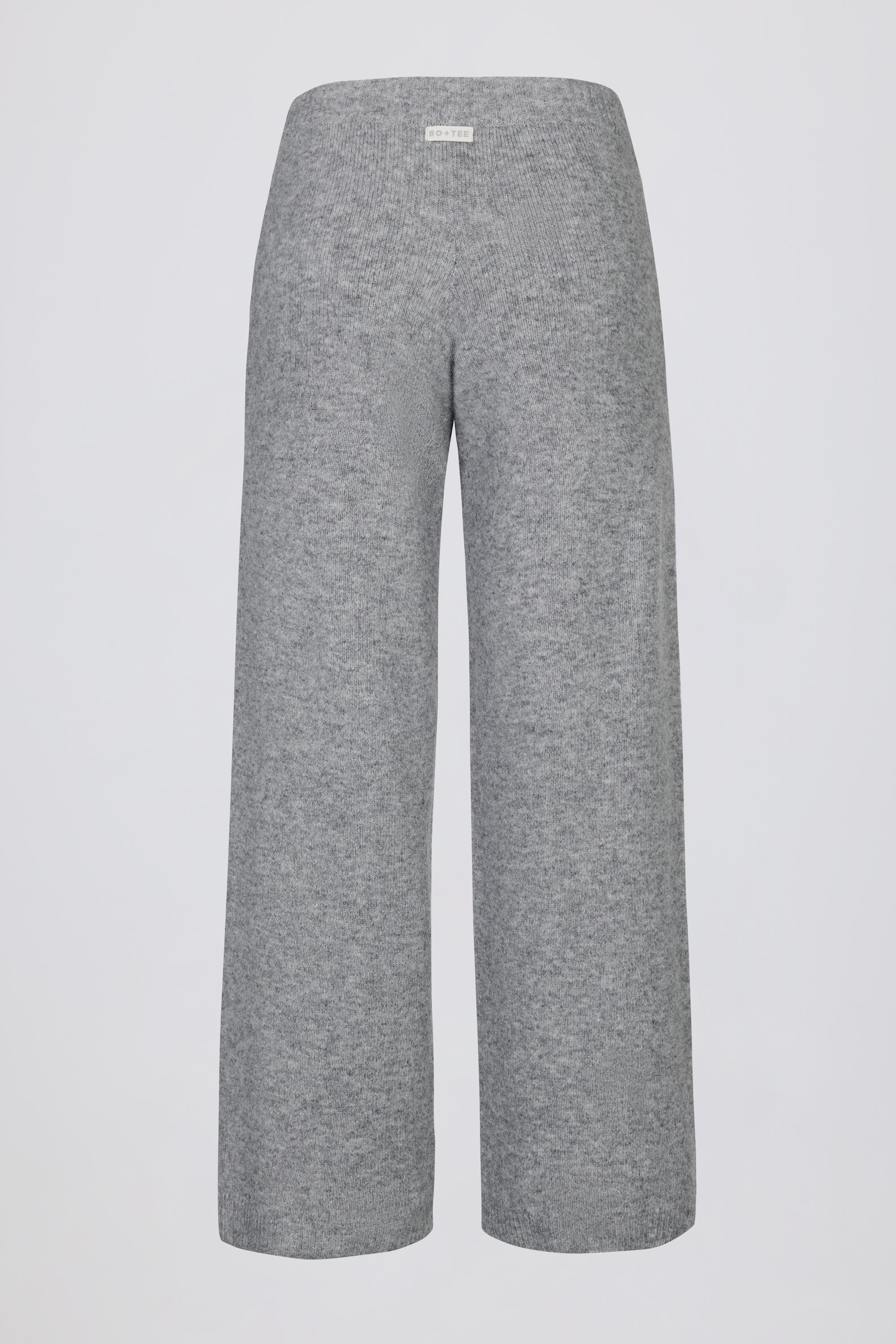 Knit Mid Rise Wide Leg Joggers in Grey