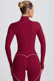 Soft Active Zip Up Jacket in Burgundy