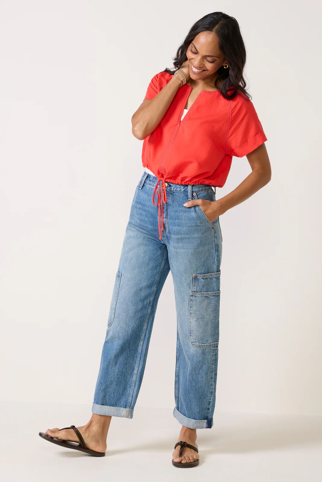 Jill Linen Zip Up Top