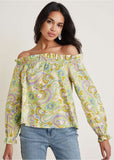 Off The Shoulder Top Candied Shortbread Paisley