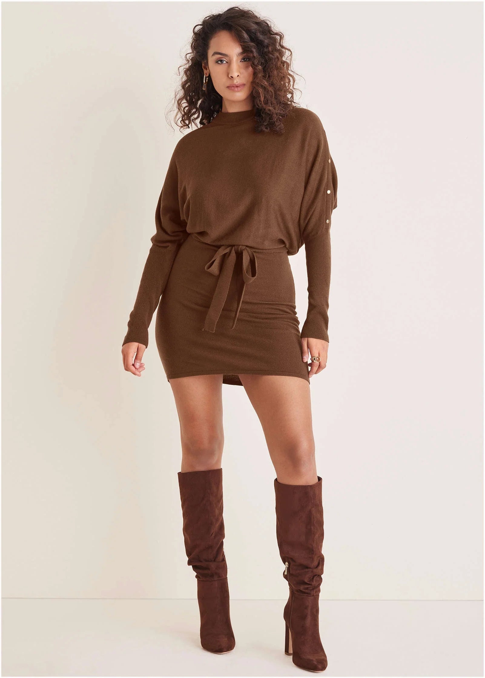 Dolman Sleeve Sweater Dress Chocolate Fondant