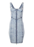 Zip Front Tank Denim Dress Acid Wash