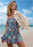 Venice Skirted Swim Dress Fuzzy Paisley