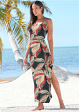 High Slit Maxi Dress Navy Multi