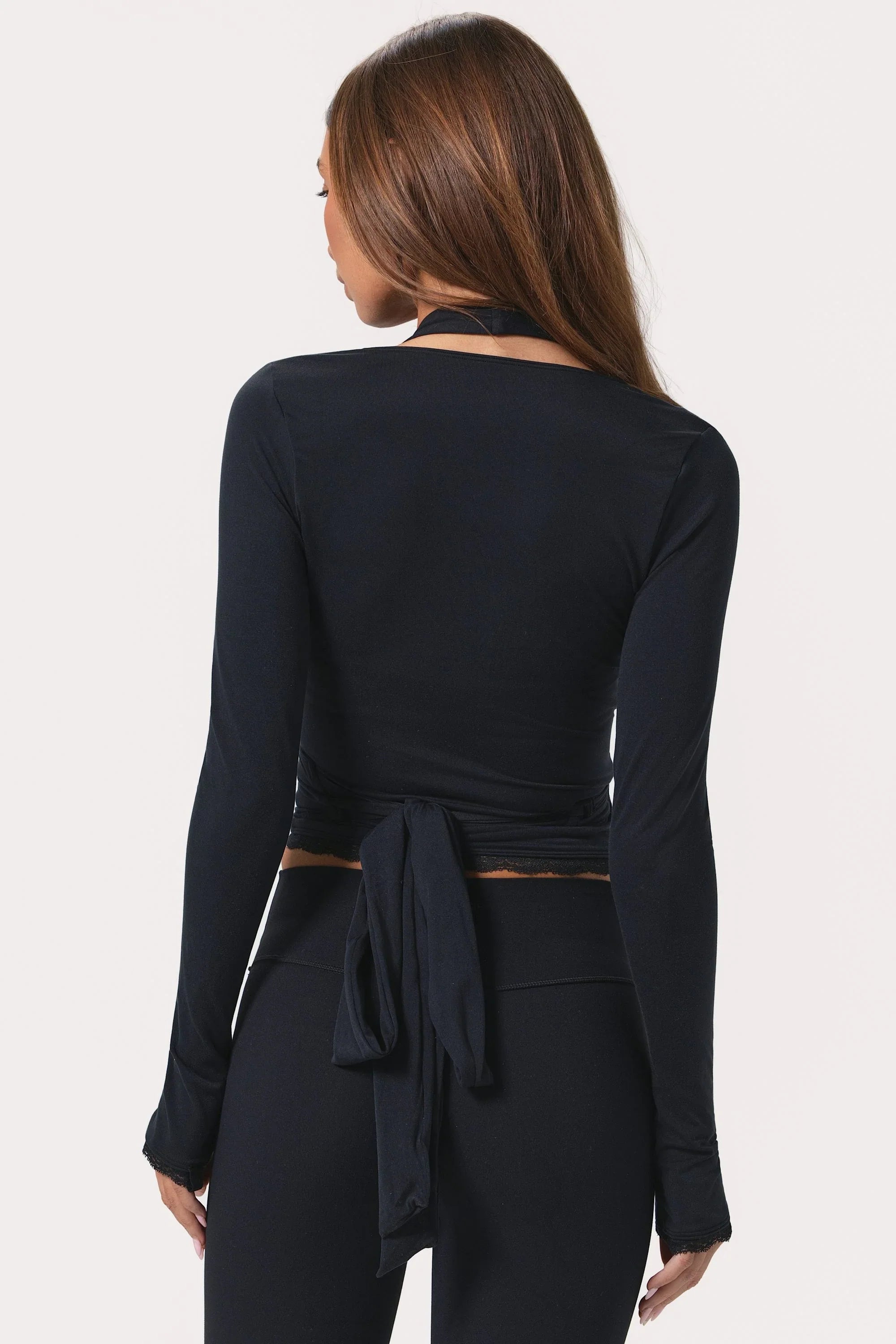 Soft Jersey Wrap Top in Black