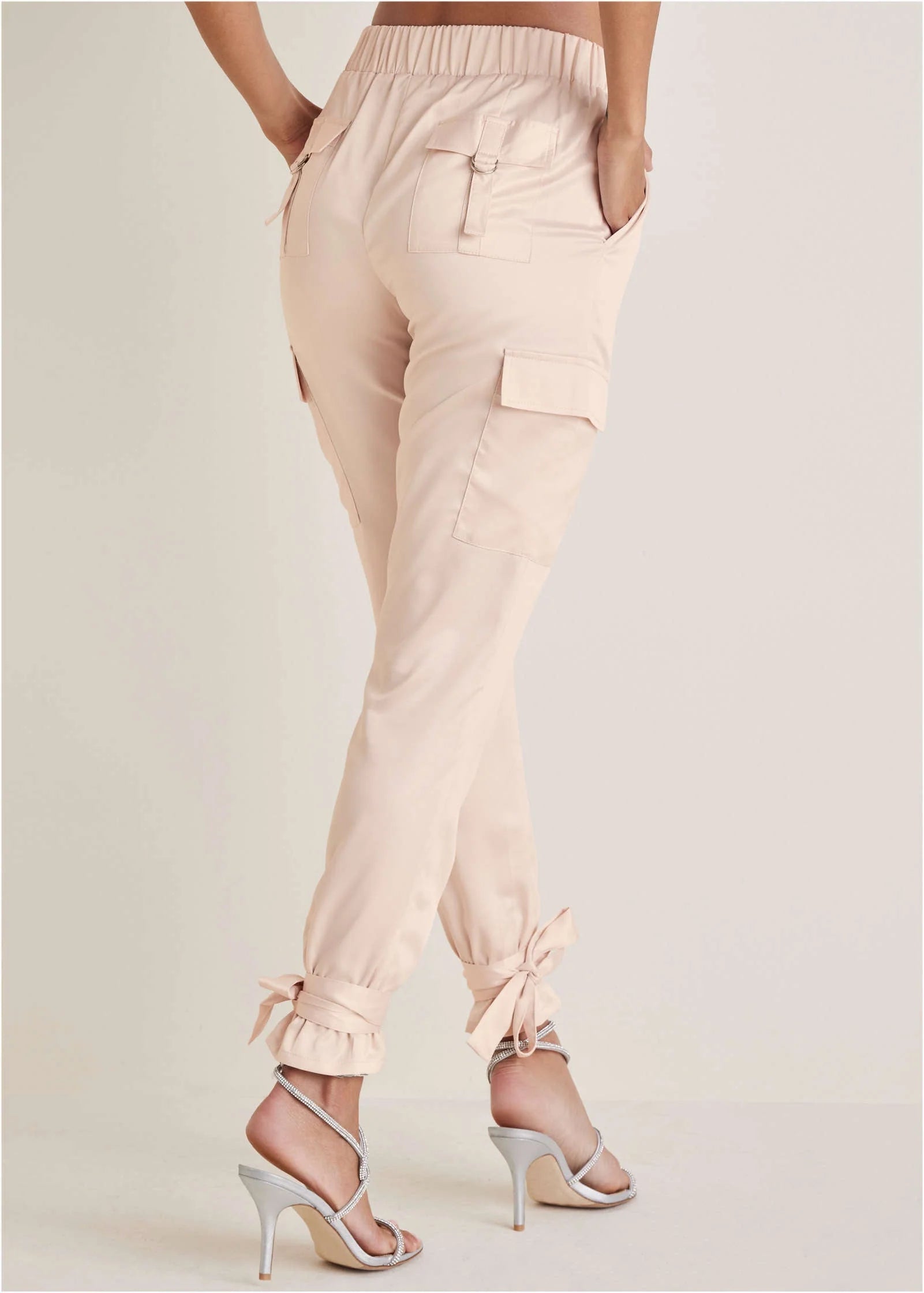 Satin Jogger Pants Peach Dust