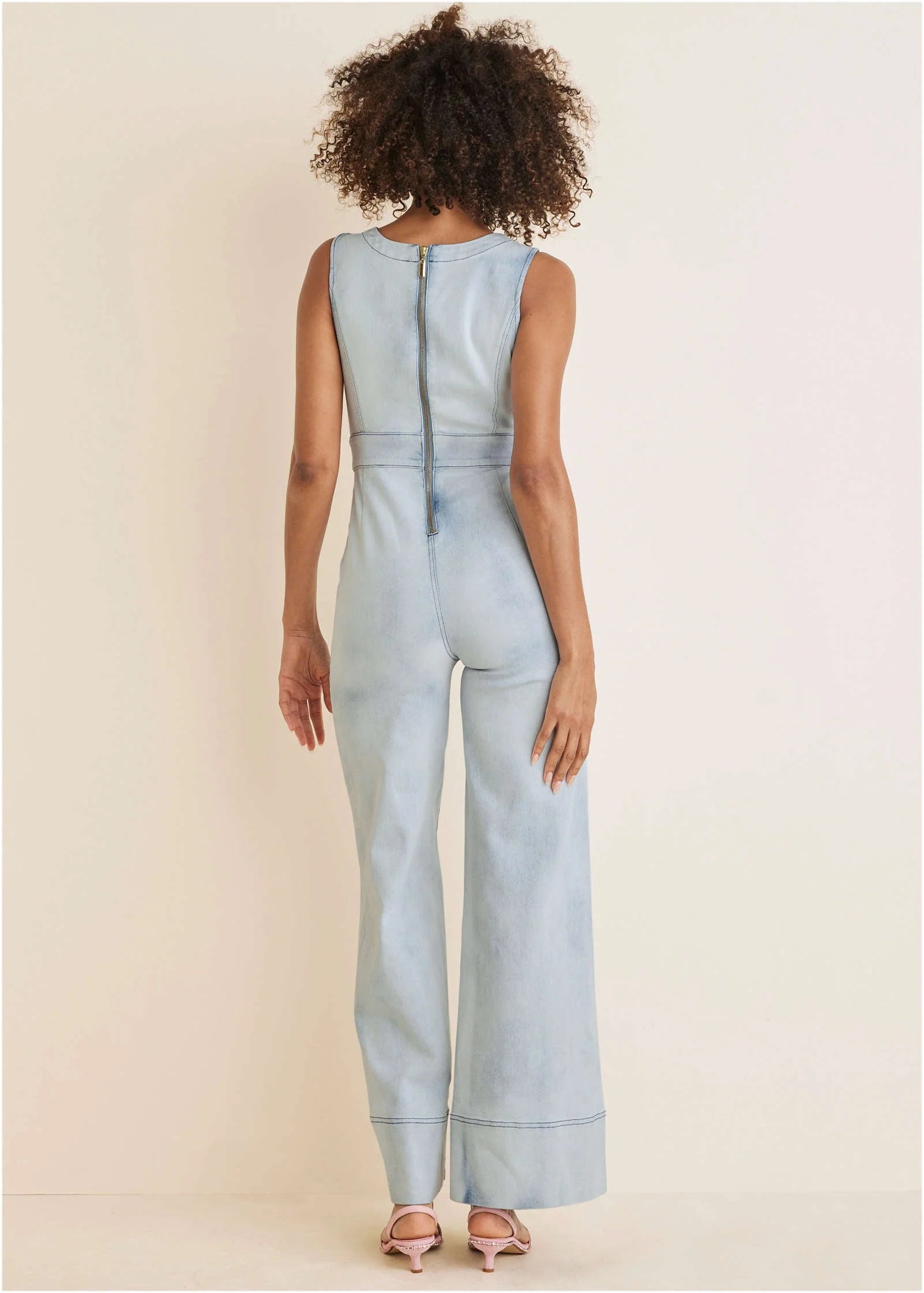 Stretch Denim Jumpsuit Light Wash