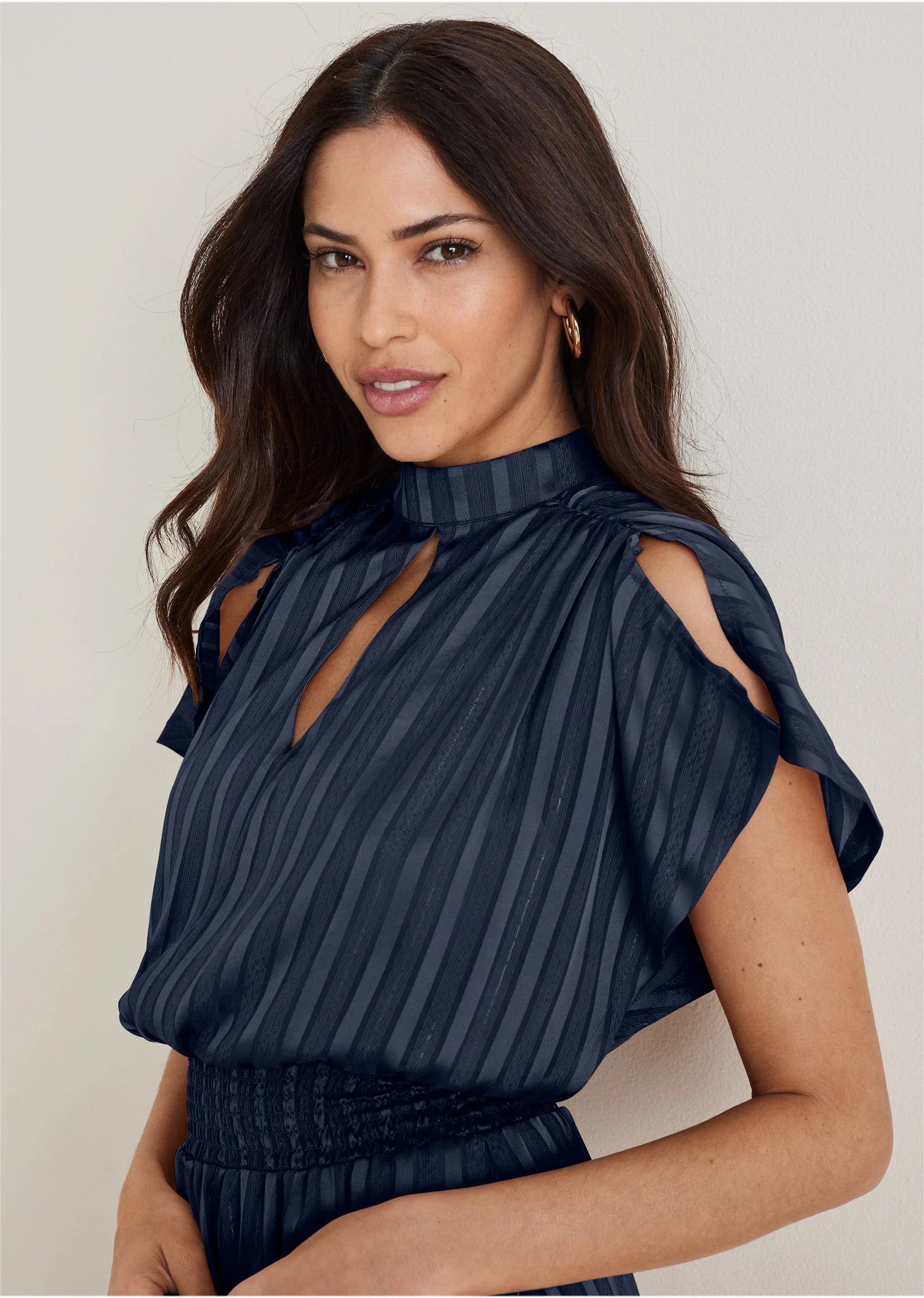 High Neck Mini Dress Navy