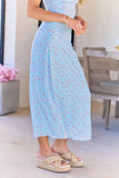 Lauren Blue Rose Print Midi Skirt