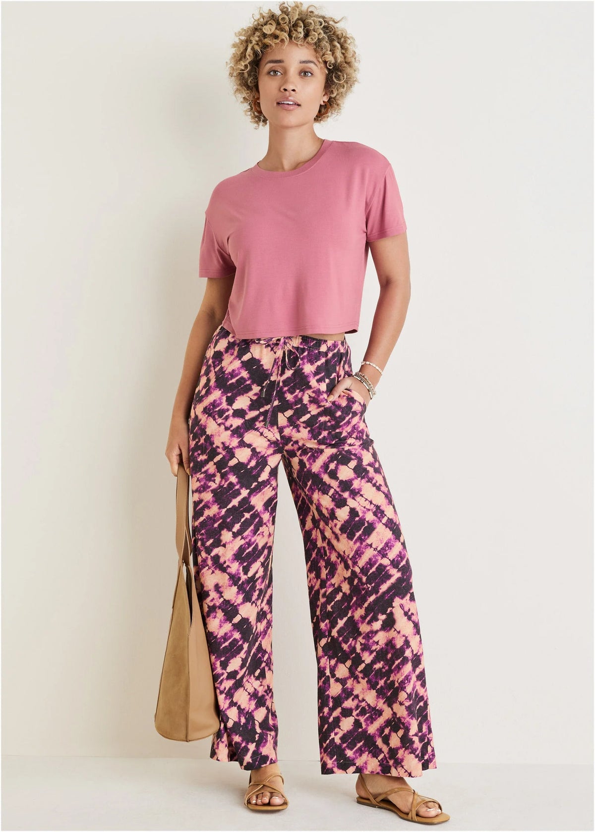 Linen Wide Leg Pants Desert Tie Dye