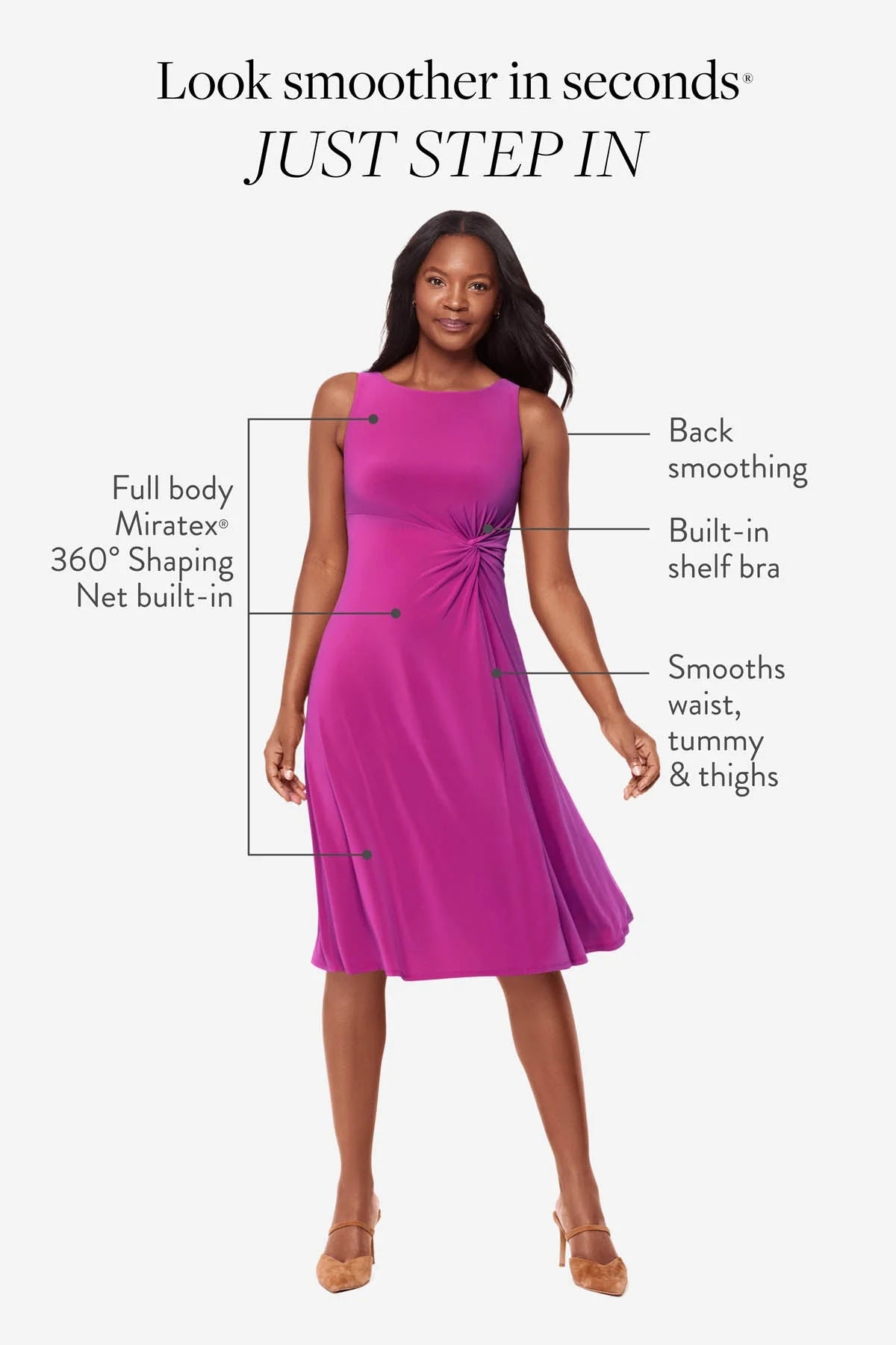 Remi Fit Flair Shaping Dress in Framboise